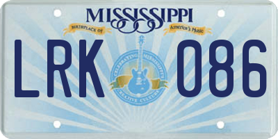 MS license plate LRK086