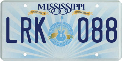 MS license plate LRK088