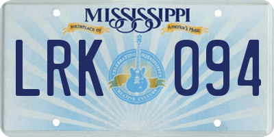 MS license plate LRK094