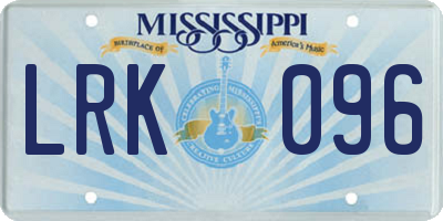 MS license plate LRK096