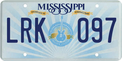 MS license plate LRK097