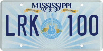 MS license plate LRK100