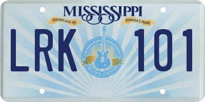 MS license plate LRK101