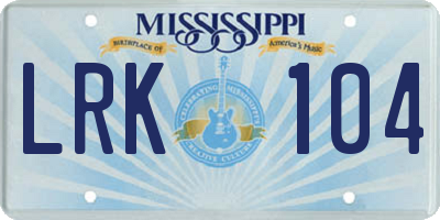 MS license plate LRK104