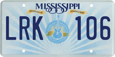 MS license plate LRK106
