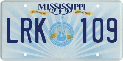 MS license plate LRK109