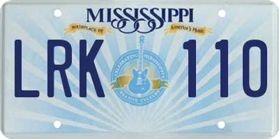 MS license plate LRK110