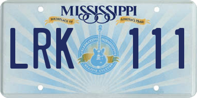 MS license plate LRK111