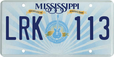 MS license plate LRK113