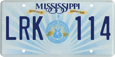 MS license plate LRK114