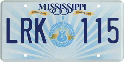 MS license plate LRK115