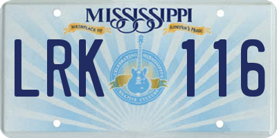 MS license plate LRK116