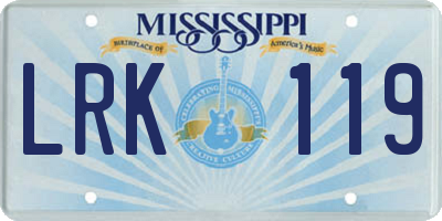 MS license plate LRK119