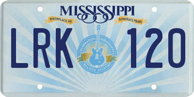 MS license plate LRK120