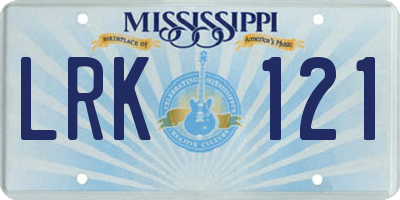 MS license plate LRK121