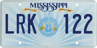 MS license plate LRK122