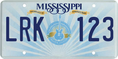 MS license plate LRK123