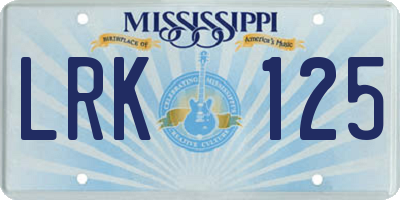 MS license plate LRK125