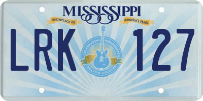 MS license plate LRK127
