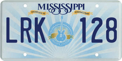 MS license plate LRK128