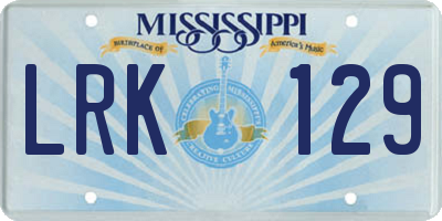 MS license plate LRK129