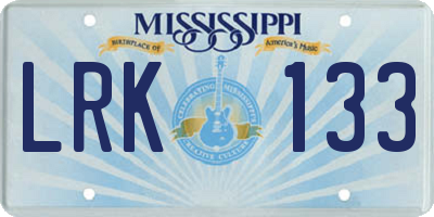MS license plate LRK133