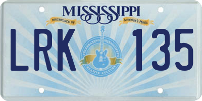 MS license plate LRK135