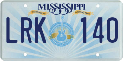 MS license plate LRK140