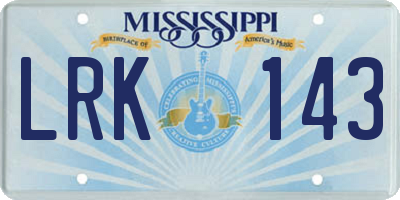 MS license plate LRK143