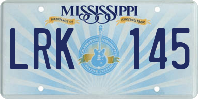 MS license plate LRK145