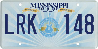 MS license plate LRK148