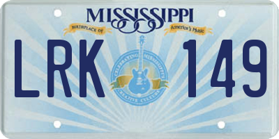MS license plate LRK149