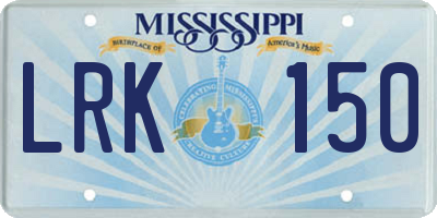 MS license plate LRK150