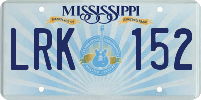 MS license plate LRK152
