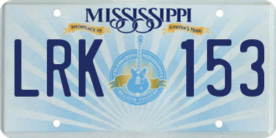 MS license plate LRK153
