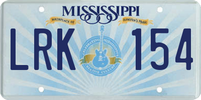 MS license plate LRK154