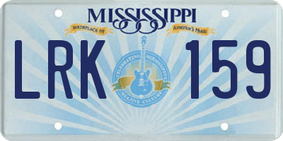 MS license plate LRK159