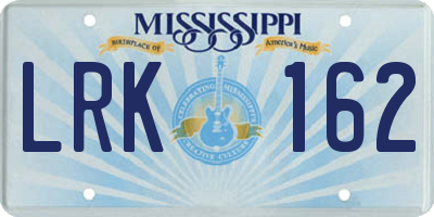 MS license plate LRK162