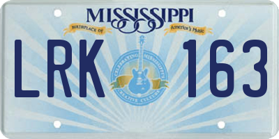 MS license plate LRK163