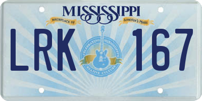 MS license plate LRK167