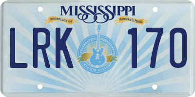 MS license plate LRK170