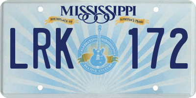 MS license plate LRK172