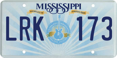 MS license plate LRK173