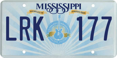 MS license plate LRK177