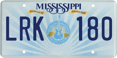 MS license plate LRK180