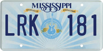 MS license plate LRK181