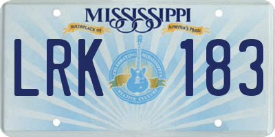 MS license plate LRK183