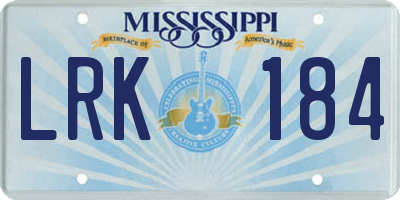 MS license plate LRK184