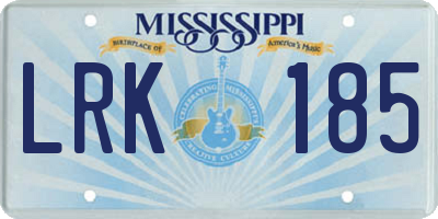 MS license plate LRK185