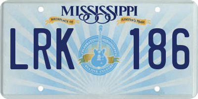 MS license plate LRK186